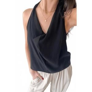 NEW NATALIE BUSBY laid back cowl top in black